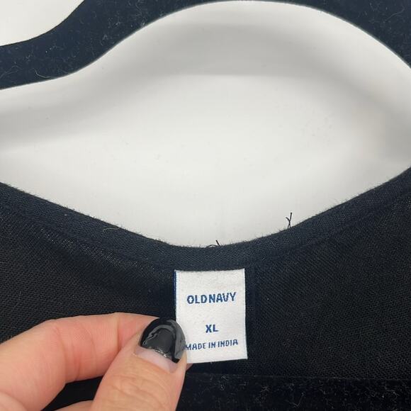 Old Navy | V-Neck Button Front Jumpsuit Puff Short Sleeve Linen Blend Black XL - Picture 7 of 11